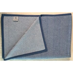 Chappywrap Harborview Herringbone Light Blue Blanket Reversible 75"x58"